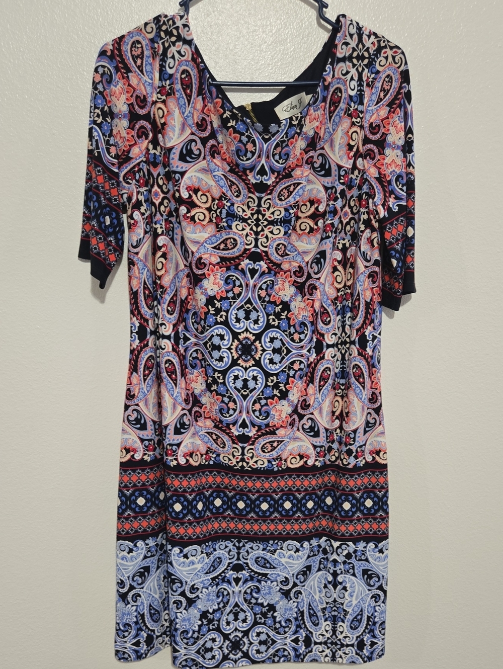 Eliza J Navy Multicolor Paisley Midi Dress